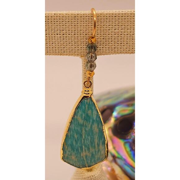 Amazonite Faceted Teardrop GF Crystal Artisan Earring - Picture 2 of 6